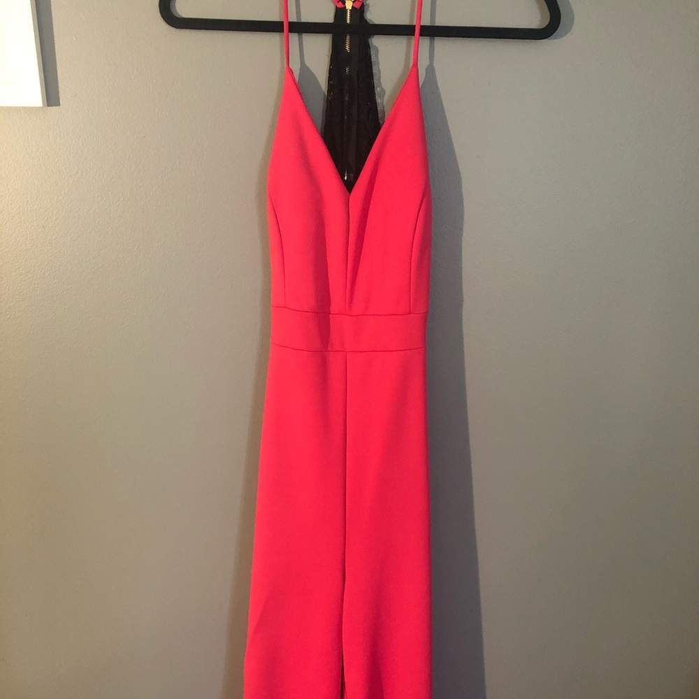 NWT hot pink v neck women’s jumpsuit size medium